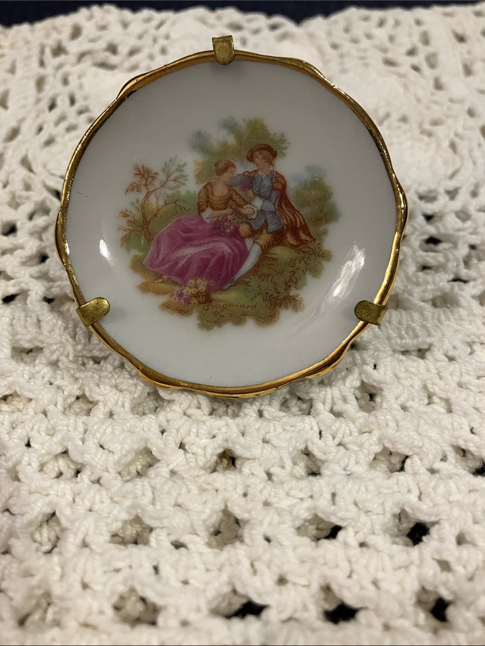 Limoges White Porcelain Dish with Gold Accent